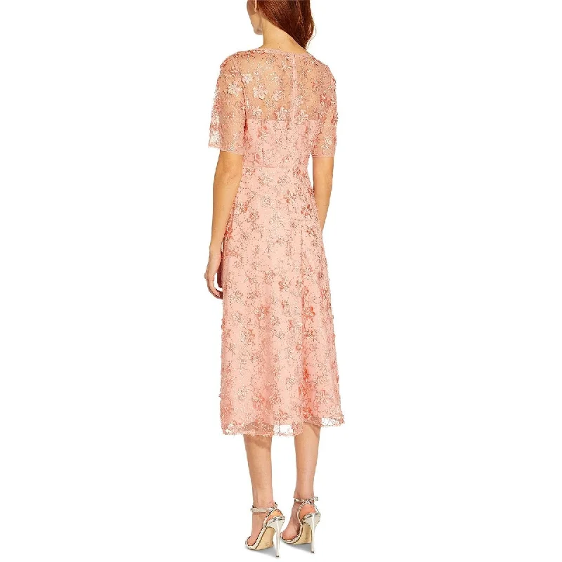 Mini dress with button-down front-Adrianna Papell Women's Embroidered Fit & Flare Dress Pink Size 6