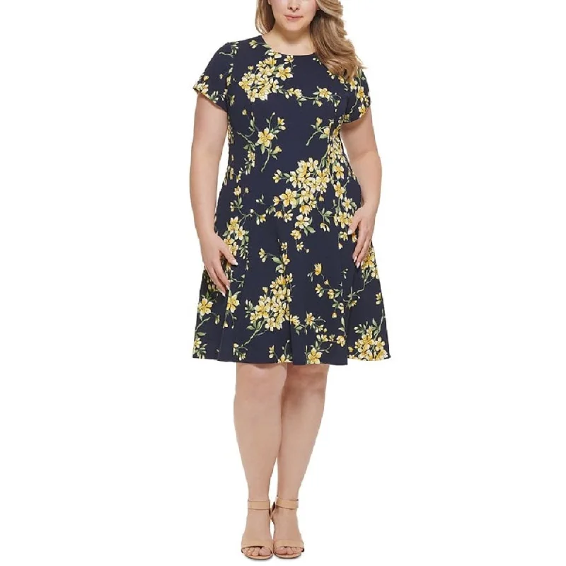 Wrap style mini dress-Jessica Howard Women's Floral Print Fit & Flare Dress Blue Size 22W