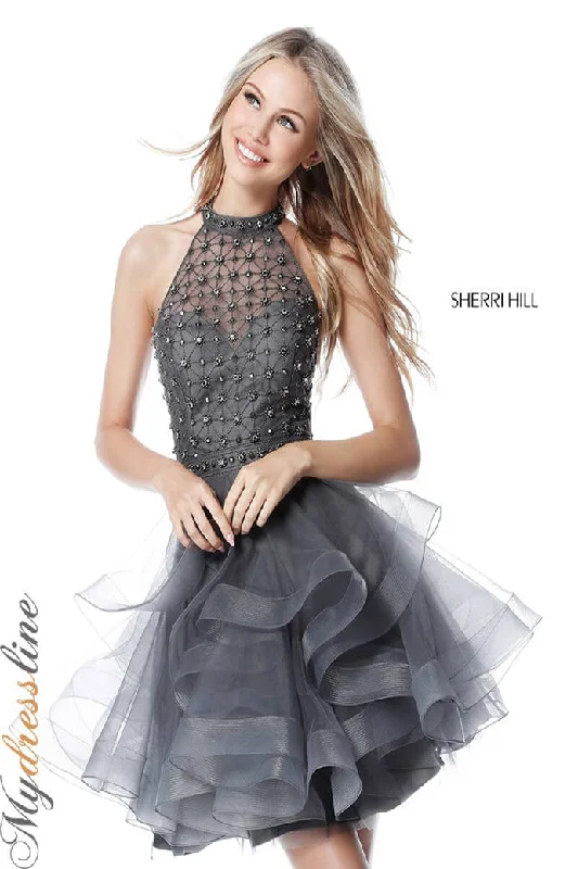 Mini dress with bubble hem-Sherri Hill 51559