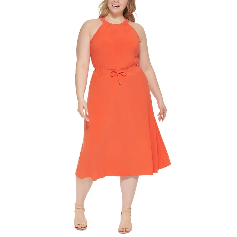 Empire waist mini dress for formal-Tommy Hilfiger Women's Halter Fit & Flare Dress Orange Size 4