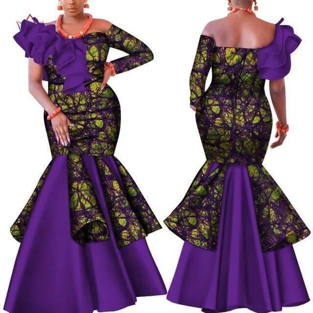 Cocktail dress with sheer panels-African Dress, Purple African Party Dress