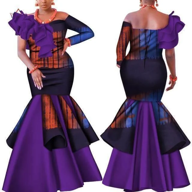 Cocktail dress with sheer overlay-African Dress, Purple African Party Dress