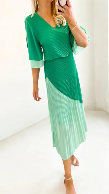 Strapless cocktail party dress-4-A1741 Cosima Green Loose Top Dress