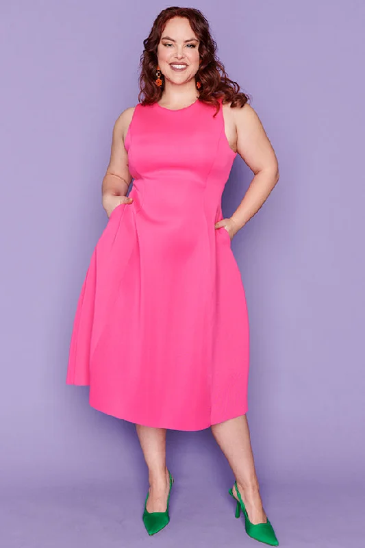 Classic black tie cocktail dress-Lucca Hot Pink Party Dress