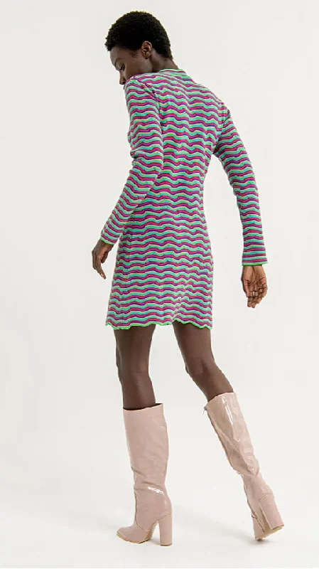 Velvet cocktail dress style-4-A1363 Perkins Stripe Knit Tunic Dress