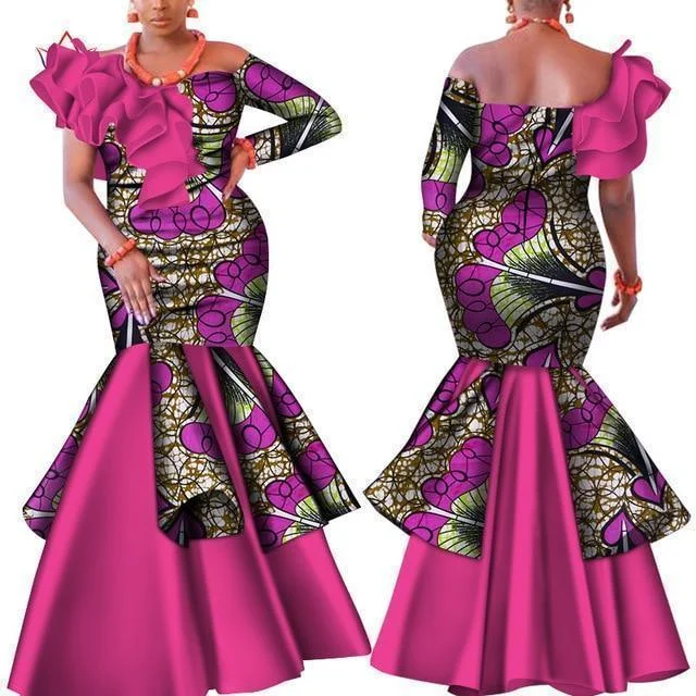 Cocktail dress with ruffles-Pink African Dress- Party Dress