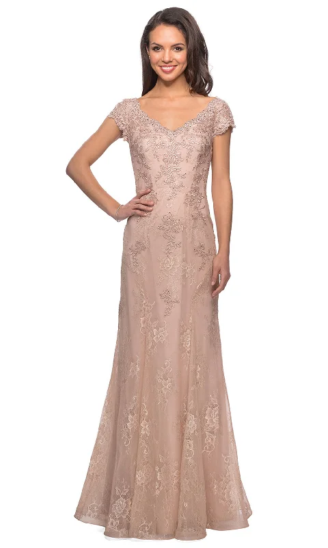 Maxi dress with intricate beading-La Femme 28099