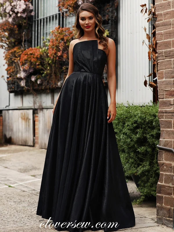 Summer maxi dress with floral print-Black Sparkly Organza Strapless Prom Dresses, CP0028