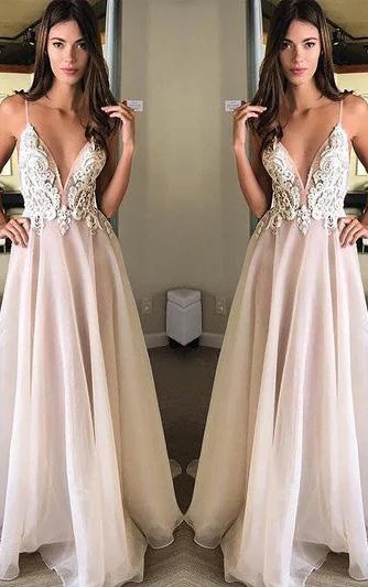 Maxi dress with knot front-Chiffon Floor-length A Line Sleeveless Casual Prom Evening Dress with Appliques-334297