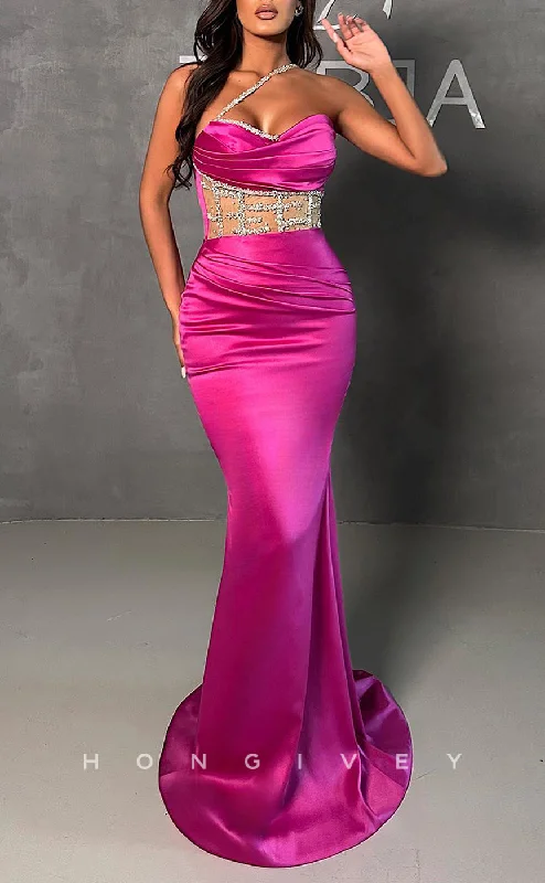 Layered ruffle maxi dress-L1356 - Sexy Fitted Sweetheart Illusion Beaded Party Prom Evening Dress