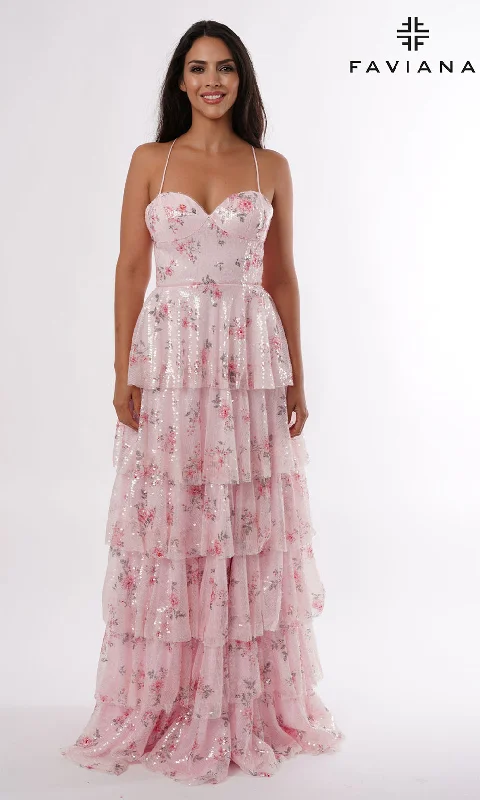 Maxi dress with boho prints-Faviana E11223