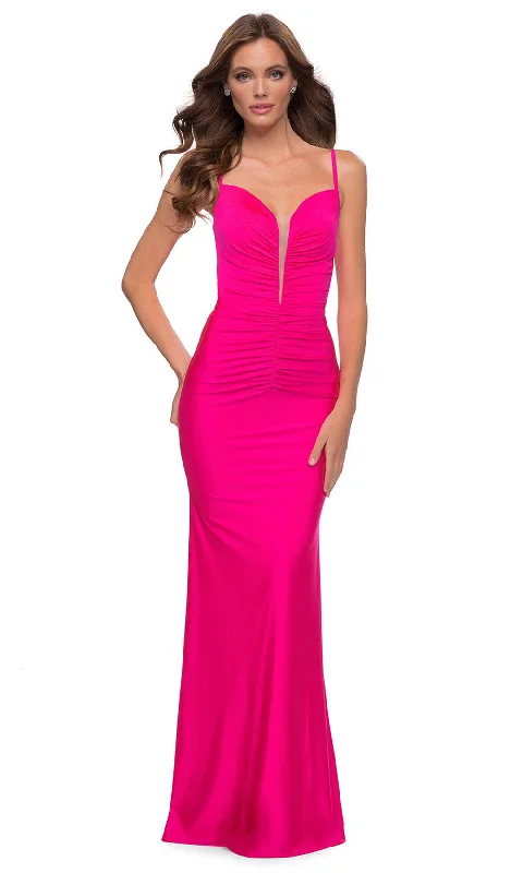 Maxi dress with gathered waist-La Femme 29966