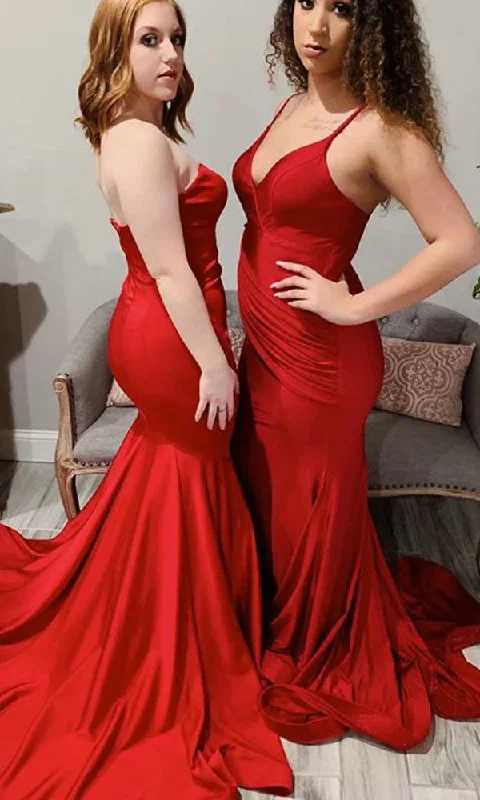 Maxi dress with side zippers-Red Prom Dresses Spandex Floor Length