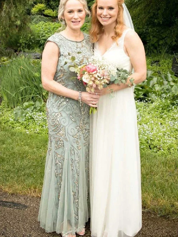 Maxi dress with elastic waist-Sage Mother of the Bride Dresses with Beaded