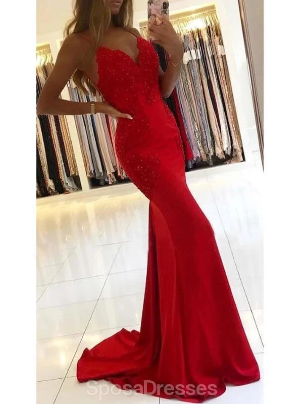 Maxi dress with high neckline-Sexy Backless Lace Beaded Mermaid Long Evening Prom Dresses, Evening Party Prom Dresses, 12183