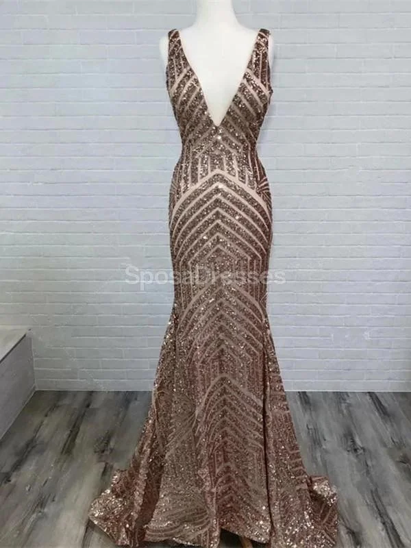 Maxi dress with tulip hem-Sexy Backless Sequin Mermaid Long Evening Prom Dresses, Evening Party Prom Dresses, 12221