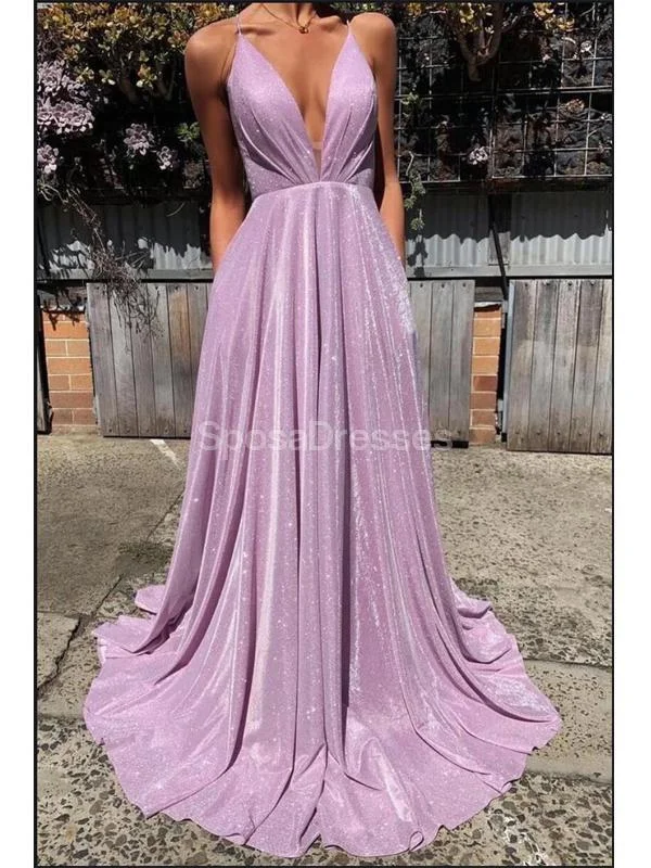 Maxi dress with side zippers-Simple Lilac Spaghetti Straps Cheap Long Evening Prom Dresses, Evening Party Prom Dresses, 12225