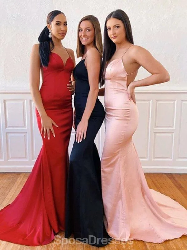 Maxi dress with crochet overlay-Simple Sexy Mermaid  Backless Cheap Long Evening Prom Dresses, Evening Party Prom Dresses, 12189