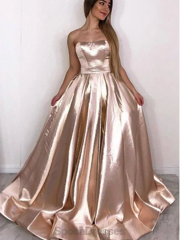 Summer maxi dress with floral print-Strapless Sparkly Gold Cheap Evening Prom Dresses, Evening Party Prom Dresses, 12162