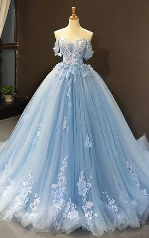 Maxi dress with adjustable straps-Tulle Floor-length Brush Train Ball Gown Sleeveless Adorable Prom Evening Dress with Petals-334268